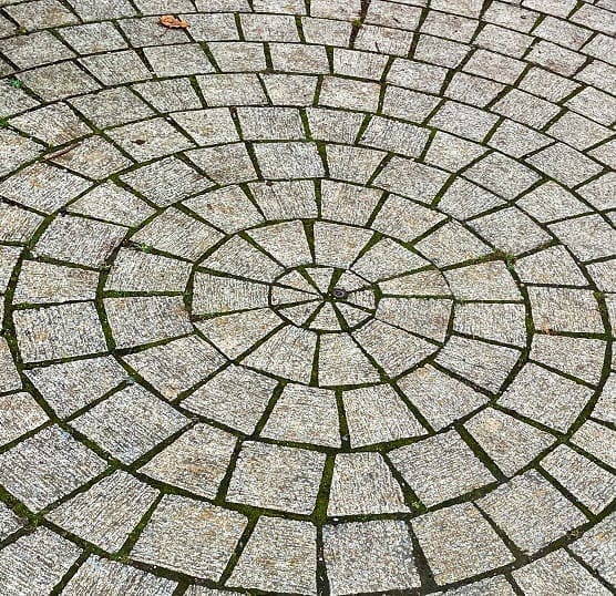paving stones set in concentric circles