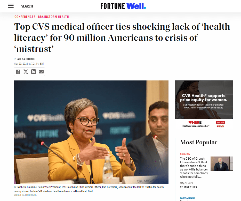 Screenshot of Fortune article 