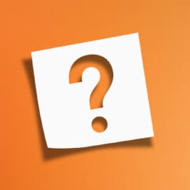 Orange background with white question mark