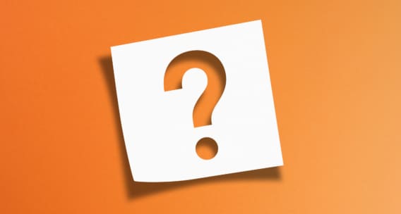 Orange background with white question mark