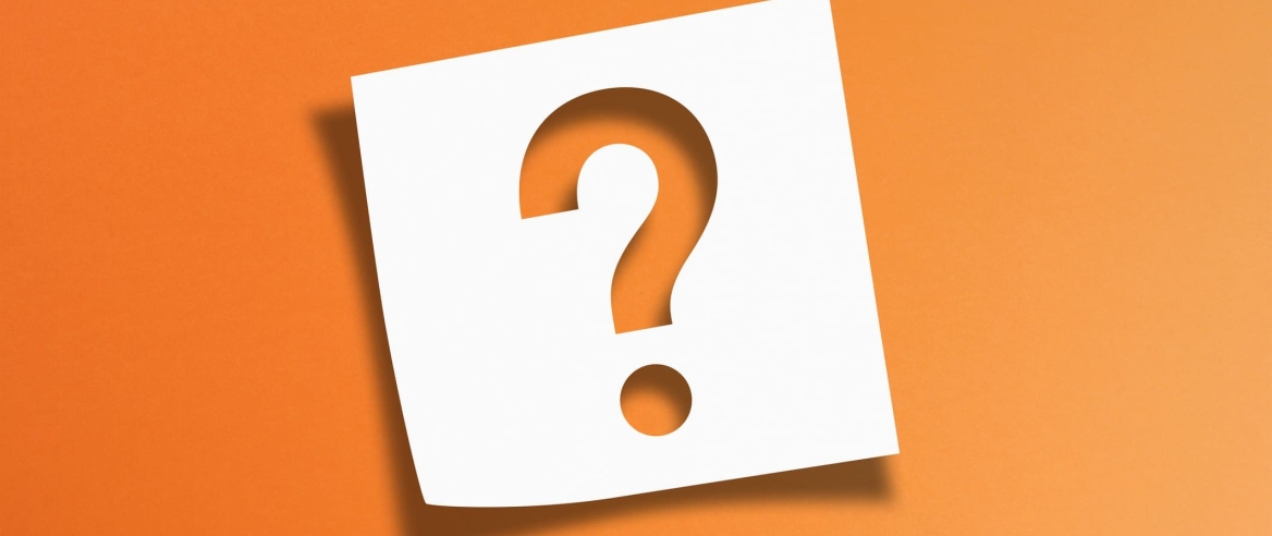 Orange background with white question mark